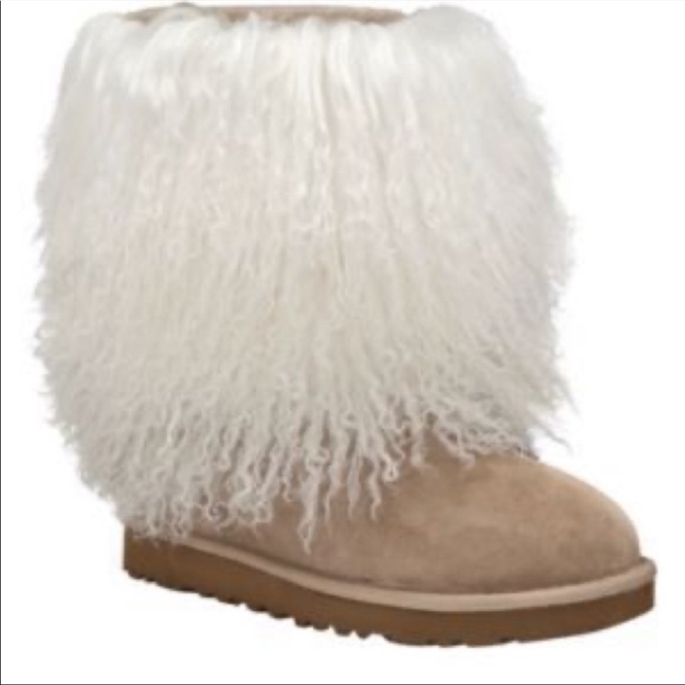 UGG Sheepskin Mongolian Hair Short Cuff Boots